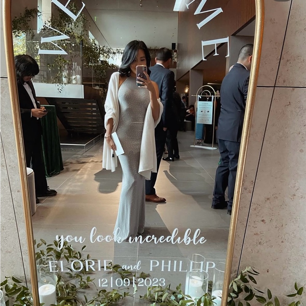 Meshki Silver Halter Maxi Dress